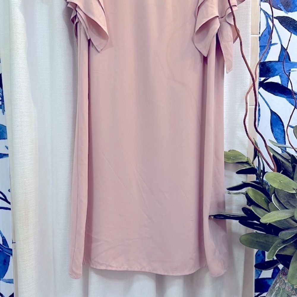 NWT Women’s ABS Collection 100% Polyester Ruffle Trim Dress Size Small - Picture 4 of 10